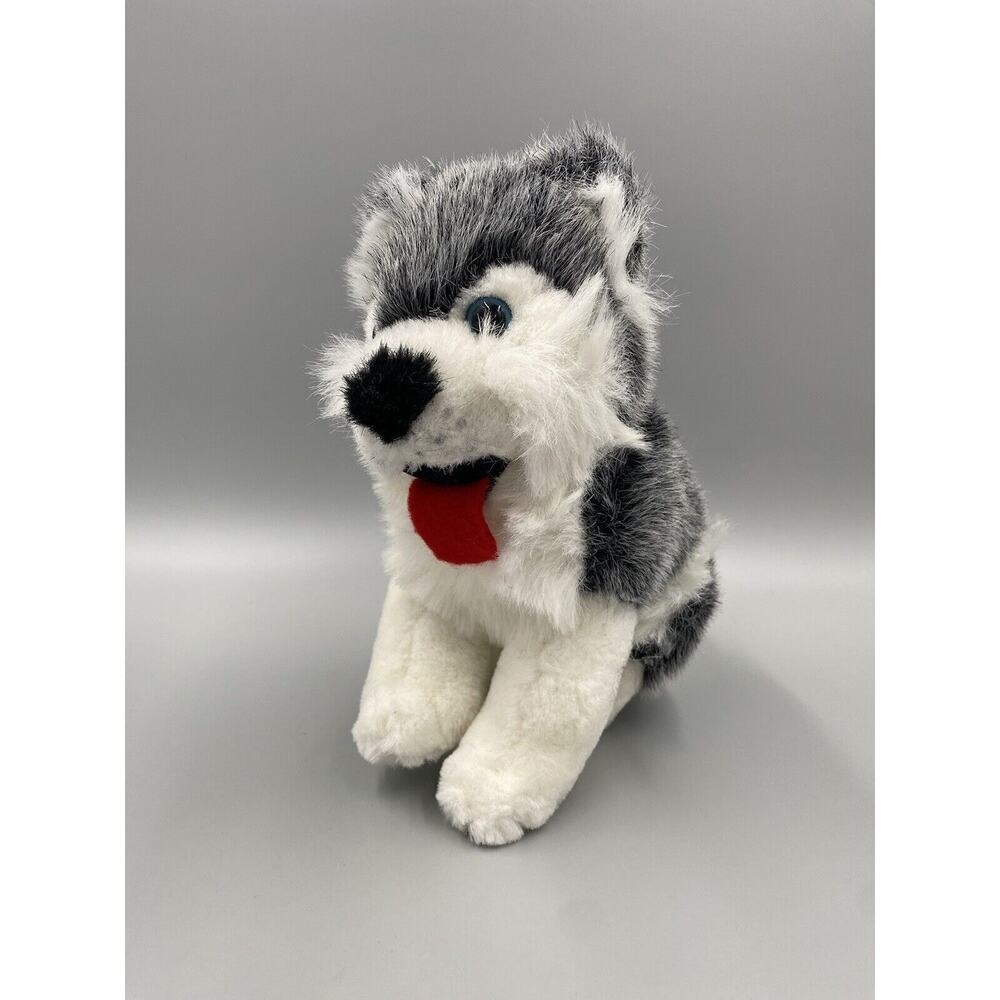 9" Husky Dog Wolf Plush Gray & White Stuffed Animal
